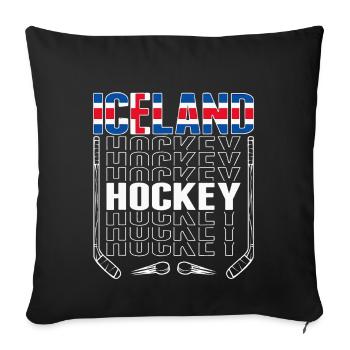 Blason de hockey islandais - Housse de coussin décorative 45 x 45 cm - noir - Devant
