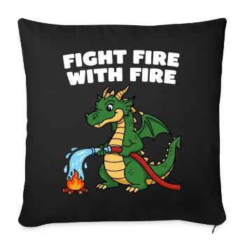 Dragon rescue with water jet - Sofa pillowcase 17,3'' x 17,3'' (45 x 45 cm) - black - Front