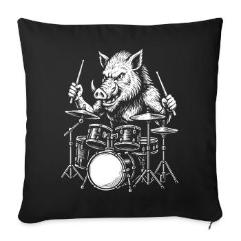 Boar Drummer Rock Attack - Sofa pillowcase 17,3'' x 17,3'' (45 x 45 cm) - black - Front