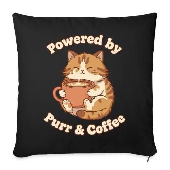 Purring Coffee Love - Sofa pillowcase 17,3'' x 17,3'' (45 x 45 cm) - black - Front
