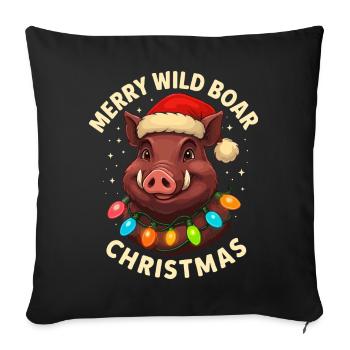 Wild Boar Christmas Hunter Gift Hunting - Sofa pillowcase 17,3'' x 17,3'' (45 x 45 cm) - black - Front