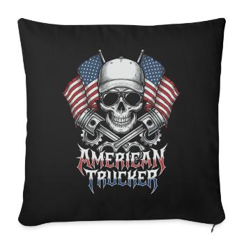 American Trucker Patriotic Truck Driver - Sofa pillowcase 17,3'' x 17,3'' (45 x 45 cm) - black - Front