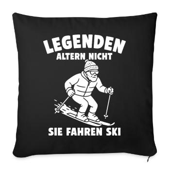 Les légendes ne vieillissent pas – elles skient - Housse de coussin décorative 45 x 45 cm - noir - Devant