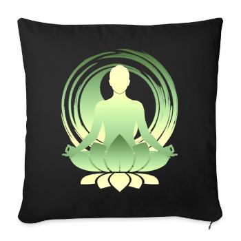 Lotus Meditation Green Gold Yoga Silhouette - Sofa pillowcase 17,3'' x 17,3'' (45 x 45 cm) - black - Front