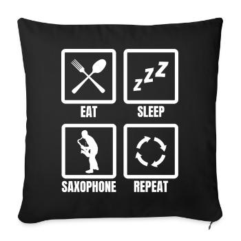 Eat Sleep Saxophone Repeat - Sofa pillowcase 17,3'' x 17,3'' (45 x 45 cm) - black - Front
