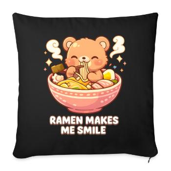 Kanagawa Wave Ramen Bowl Kawaii Japanese - Sofa pillowcase 17,3'' x 17,3'' (45 x 45 cm) - black - Front