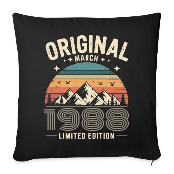 Vintage Né(e) en mars 1988 Original depuis 38 ans - Housse de coussin décorative 45 x 45 cm - noir - Devant