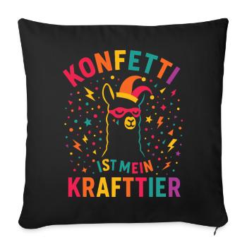 Confettis de carnaval en alpaga avec bonnet de fou - Housse de coussin décorative 45 x 45 cm - noir - Devant