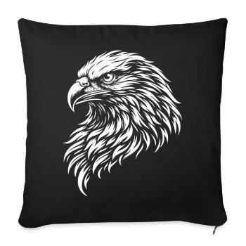 Tête d’aigle tribale – Motif mystique d’animal sauvage - Housse de coussin décorative 45 x 45 cm - noir - Devant