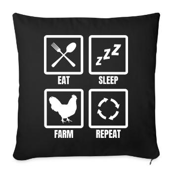 Eat Sleep Farm Repeat - Sofa pillowcase 17,3'' x 17,3'' (45 x 45 cm) - black - Front
