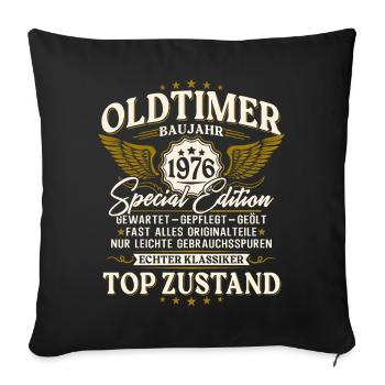 50. Geburtstag 1976 Oldtimer Geschenk Retro - Sofakissenbezug 45 x 45 cm - Schwarz - Vorne