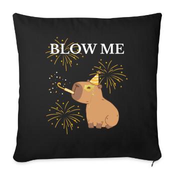 Souffle-moi du capibara et des feux d’artifice - Housse de coussin décorative 45 x 45 cm - noir - Devant