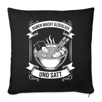 Les ramen vous rendent heureux et rassasié - Housse de coussin décorative 45 x 45 cm - noir - Devant