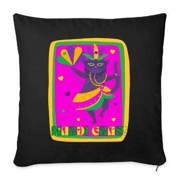 Mardi Gras Dancing Cat - Sofa pillowcase 17,3'' x 17,3'' (45 x 45 cm) - black - Front