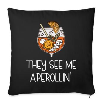 ILS ME VOIENT ROULER – Spritz de boisson d’été - Housse de coussin décorative 45 x 45 cm - noir - Devant