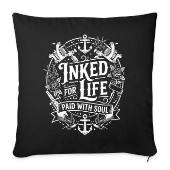 Inked for Life – Seefahrer Tattoo-Motiv - Sofakissenbezug 45 x 45 cm - Schwarz - Vorne