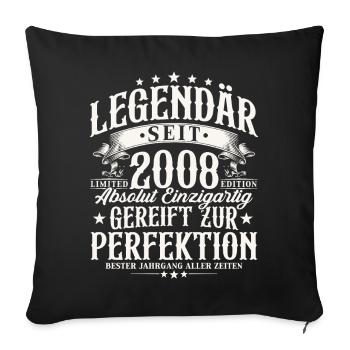 Cadeau vintage 18 anniversaires vintage 2008 - Housse de coussin décorative 45 x 45 cm - noir - Devant