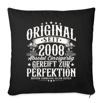 Cadeau vintage 18 anniversaires vintage 2008 - Housse de coussin décorative 45 x 45 cm - noir - Devant