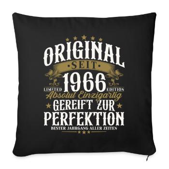 Cadeau d’anniversaire original de 1966 - Housse de coussin décorative 45 x 45 cm - noir - Devant