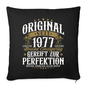 Cadeau d’anniversaire vintage original de 1977 - Housse de coussin décorative 45 x 45 cm - noir - Devant