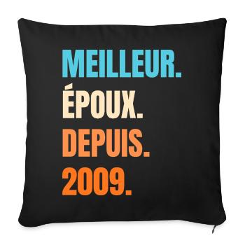 Meilleur Époux Depuis 2009 Cadeau Mari - Housse de coussin décorative 45 x 45 cm - noir - Devant