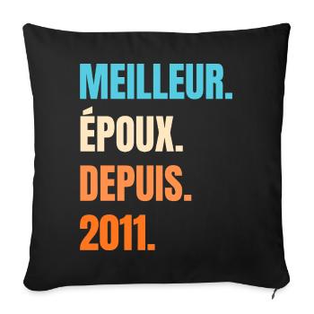 Meilleur Époux Depuis 2011 Cadeau Mari - Housse de coussin décorative 45 x 45 cm - noir - Devant