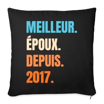 Bester Ehemann seit 2017 Geschenk-Ehemann - Sofakissenbezug 45 x 45 cm - Schwarz - Vorne