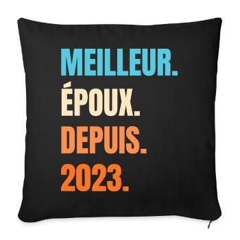 Meilleur Époux Depuis 2023 Cadeau Mari - Housse de coussin décorative 45 x 45 cm - noir - Devant