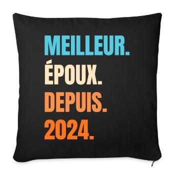 Meilleur Époux Depuis 2024 Cadeau Mari - Housse de coussin décorative 45 x 45 cm - noir - Devant