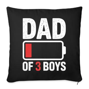 Vater von drei Jungen - Sofakissenbezug 45 x 45 cm - Schwarz - Vorne