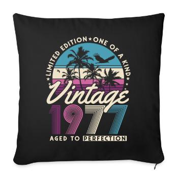 Cadeau d’anniversaire rétro vintage 1977 - Housse de coussin décorative 45 x 45 cm - noir - Devant