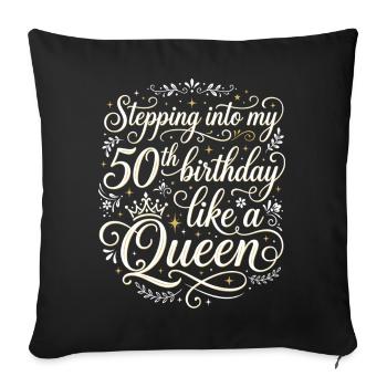 Entrer dans mes 50 ans et 50 ans - Housse de coussin décorative 45 x 45 cm - noir - Devant