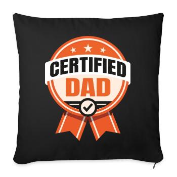 Papa certifié - Drôle de père design - Housse de coussin décorative 45 x 45 cm - noir - Devant