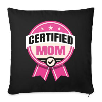 Maman certifiée - Drôle de père design - Housse de coussin décorative 45 x 45 cm - noir - Devant