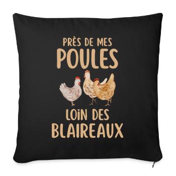 Près de mes poules loin des blaireaux - Housse de coussin décorative 45 x 45 cm - noir - Devant