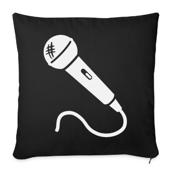 Microphone Karaoké Musicien Chanteur Microphone Chant - Housse de coussin décorative 45 x 45 cm - noir - Devant