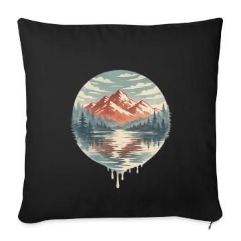 Montagnes Lac Circulaire - Housse de coussin décorative 45 x 45 cm - noir - Devant