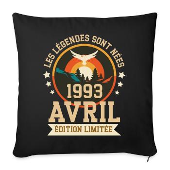 Légende Née Avril 1993 Édition Limitée - Housse de coussin décorative 45 x 45 cm - noir - Devant