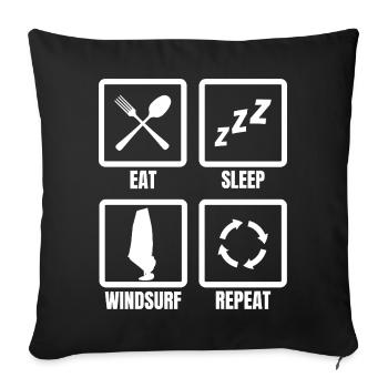 Manger Dormir Surf à voile Répéter - Housse de coussin décorative 45 x 45 cm - noir - Devant