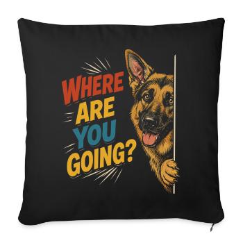 Chien curieux, regard amusant - Housse de coussin décorative 45 x 45 cm - noir - Devant