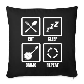Mange, dors, Banjo, répète - Housse de coussin décorative 45 x 45 cm - noir - Devant