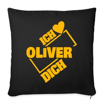 Dear Oliver, - Sofa pillowcase 17,3'' x 17,3'' (45 x 45 cm) - black - Front
