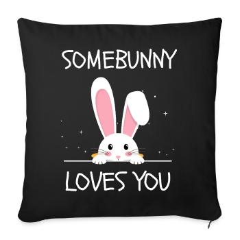Quelqu’un t’aime Petit lapin mignon - Housse de coussin décorative 45 x 45 cm - noir - Devant