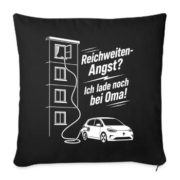 Reichweiten Angst, E Auto, Oma - Sofakissenbezug 45 x 45 cm - Schwarz - Vorne
