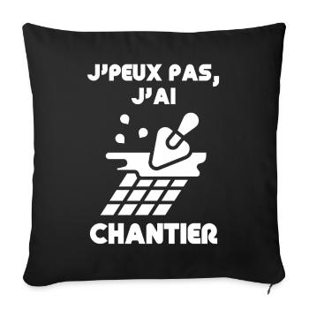 Chantier: J’ai pas le temps - Housse de coussin décorative 45 x 45 cm - noir - Devant
