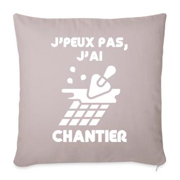 Chantier: J’ai pas le temps - Housse de coussin décorative 45 x 45 cm - taupe clair - Devant