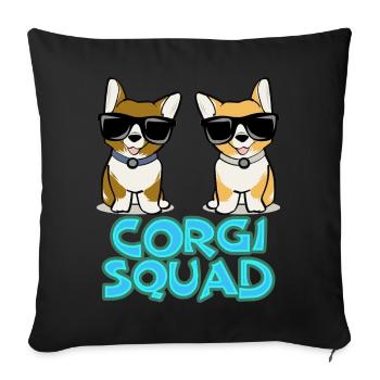 Corgi Squad – Cadeau pour les amoureux des chiens - Housse de coussin décorative 45 x 45 cm - noir - Devant