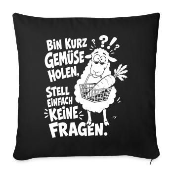 Verwirrtes Schaf trägt den Einkaufskorb - Sofakissenbezug 45 x 45 cm - Schwarz - Vorne