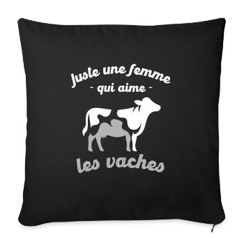 Femme Amoureuse des Vaches - Housse de coussin décorative 45 x 45 cm - noir - Devant