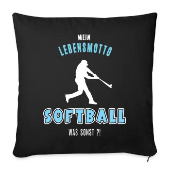 Softball Softballer Softballfan Softballspiel - Sofakissenbezug 45 x 45 cm - Schwarz - Vorne